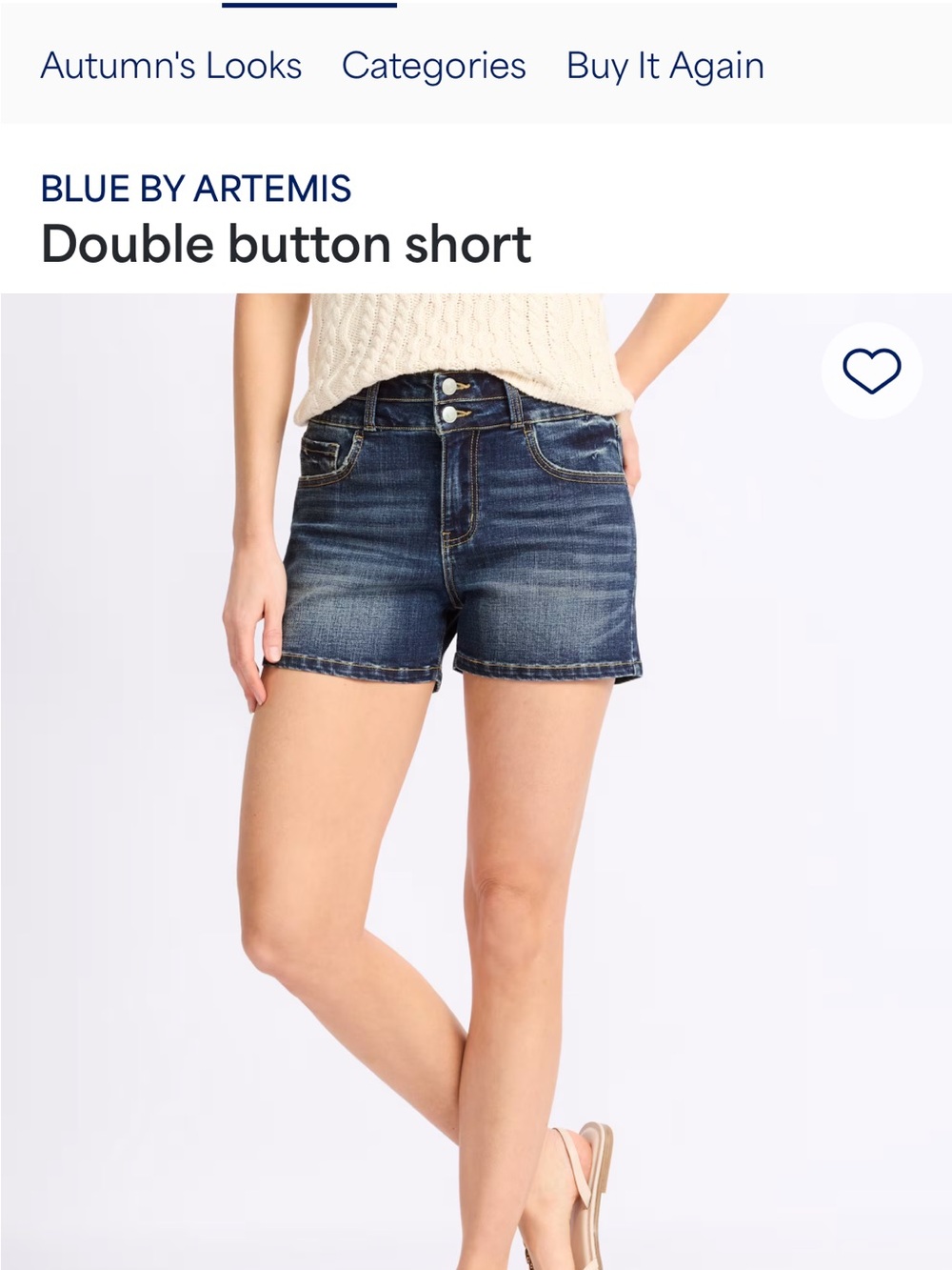 Double-Button Dark Wash Jean Shorts - Blue